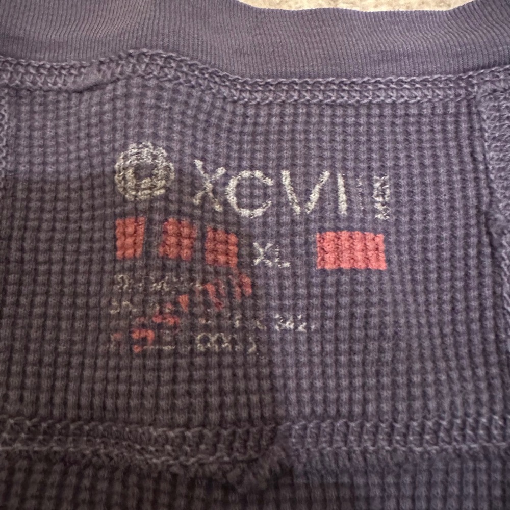 XCVI Thermal Shirt Mens XL Purple Excellent Elbow Patches Waffle Long Sleeve - Picture 3 of 4